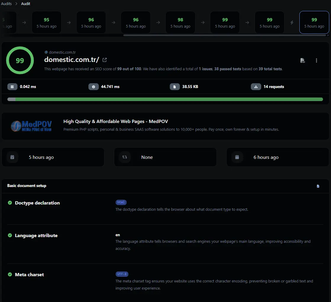 Screenshot of the app dashboard